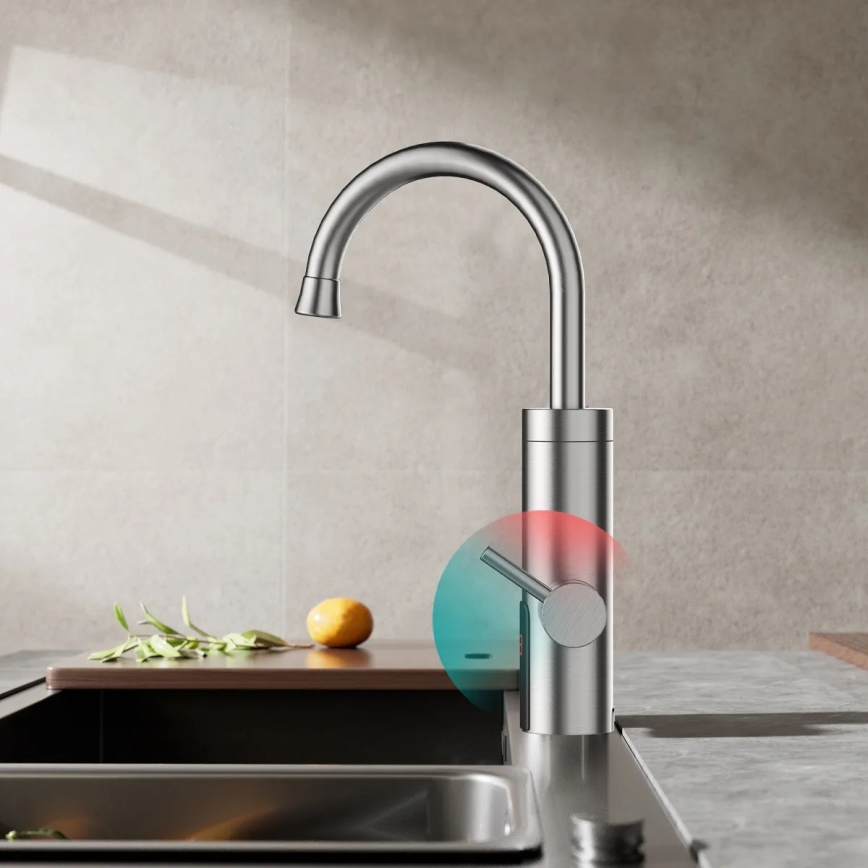 Chauffe-eau instantané avec écran LED 3000W/230V IPX4 acier inoxydable