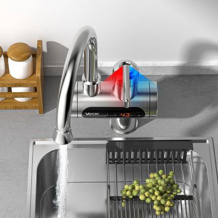 Chauffe-eau instantané avec écran LED 3000W/230V IPX4 acier inoxydable