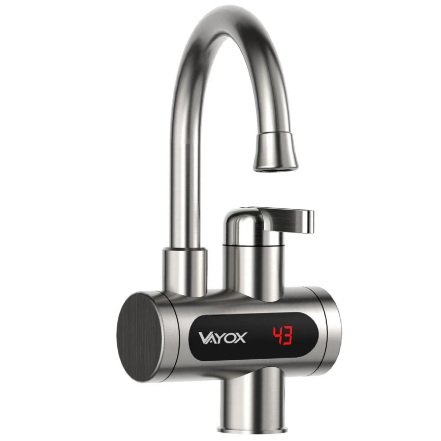 Chauffe-eau instantané avec écran LED 3000W/230V IPX4 acier inoxydable