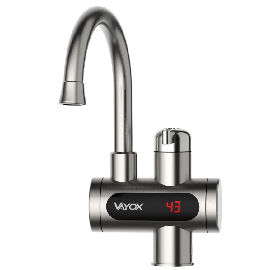 Chauffe-eau instantané avec écran LED 3000W/230V IPX4 acier inoxydable