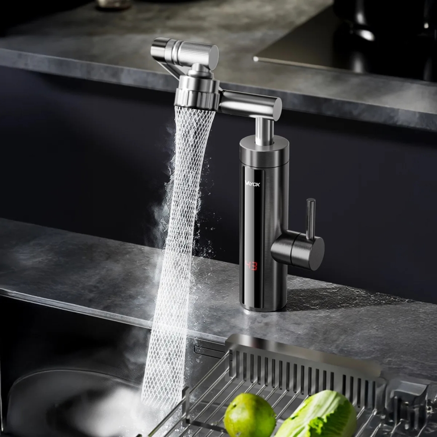 Chauffe-eau instantané avec écran LED 3000W/230V IPX4 anthracite