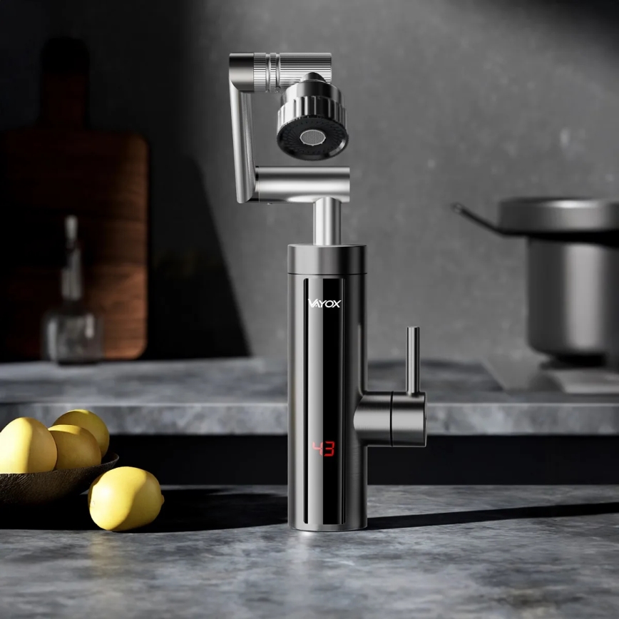 Chauffe-eau instantané avec écran LED 3000W/230V IPX4 anthracite
