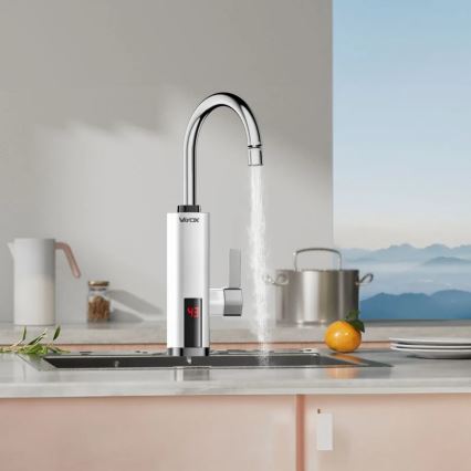 Chauffe-eau instantané avec écran LED 3000W/230V IPX4 blanc
