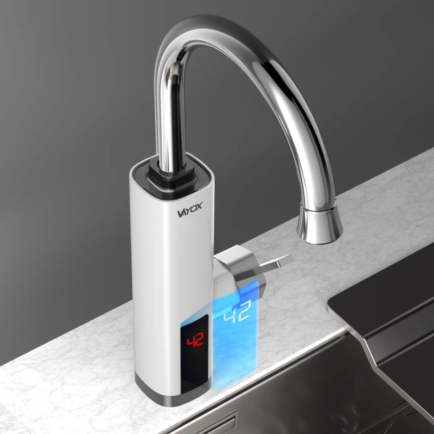 Chauffe-eau instantané avec écran LED 3000W/230V IPX4 blanc