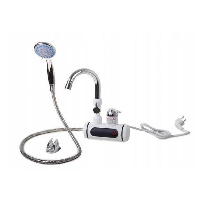 Chauffe-eau instantané avec pulvérisateur et écran LCD 3000W/230V IPX4 blanc