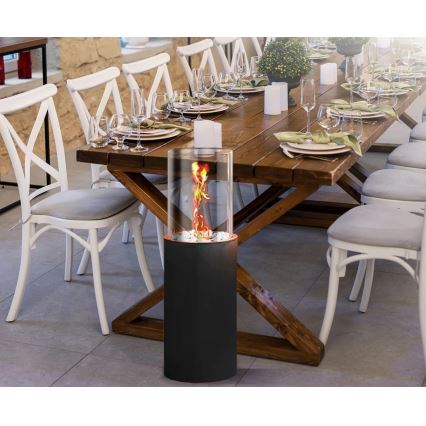 Cheminée à l'éthanol ROMA 26,5x80,5 cm 2kW noire + couvercle de protection