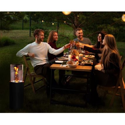 Cheminée à l'éthanol ROMA 26,5x80,5 cm 2kW noire + couvercle de protection