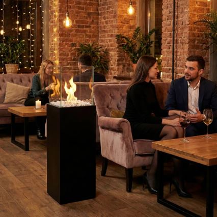 Cheminée au bioéthanol ALICANTE 26,5x80,5 cm 2kW noire + housse de protection