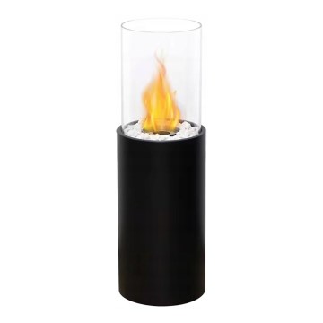 Cheminée bioéthanol 26,5x80,5 cm noire + housse de protection