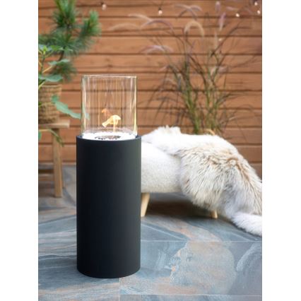 Cheminée bioéthanol 26,5x80,5 cm noire + housse de protection
