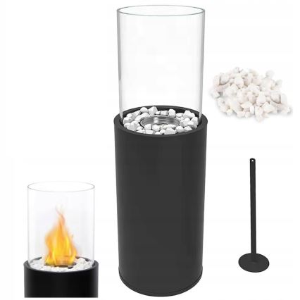 Cheminée bioéthanol 26,5x80,5 cm noire + housse de protection