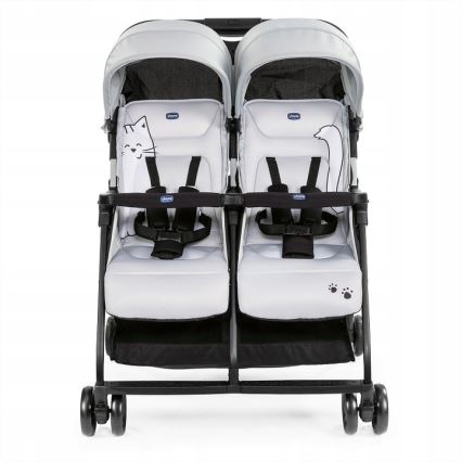 Chicco - Kinderwagen für Zwillinge OHLALA TWIN Silver Katze silbern