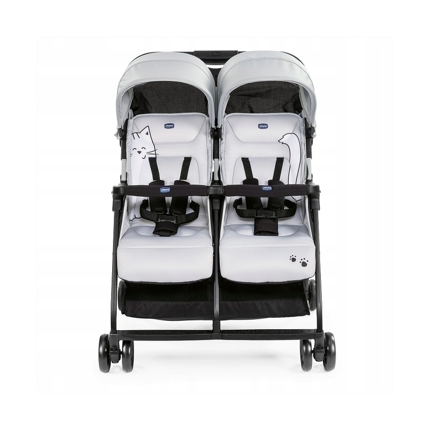 Chicco - Kinderwagen für Zwillinge OHLALA TWIN Silver Katze silbern