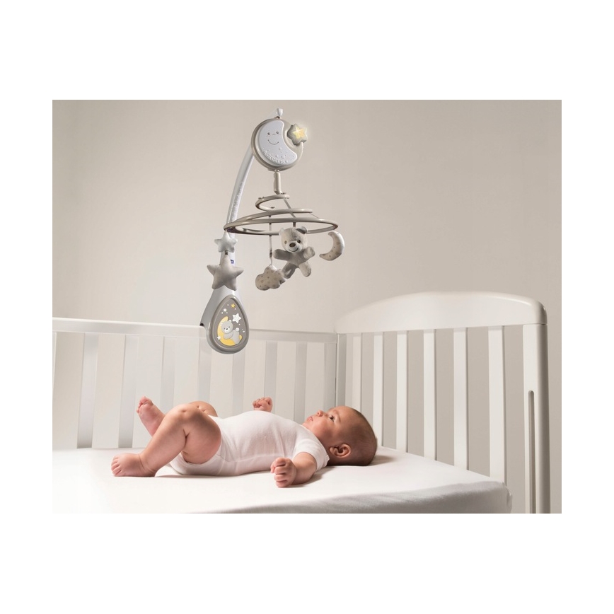 Chicco - Mobile de berceau avec mélodie 3en1 NEXT2DREAMS 3xAA gris