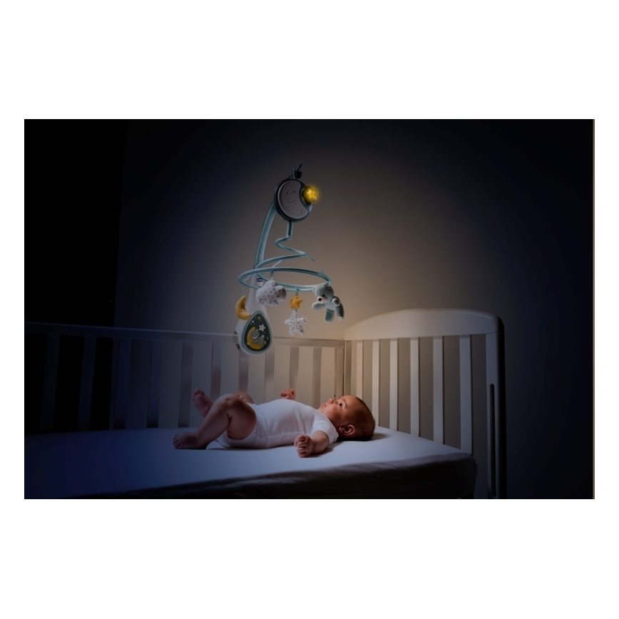 Chicco - Mobile pour lit de bébé avec mélodie 3in1 NEXT2DREAMS 3xAA bleu