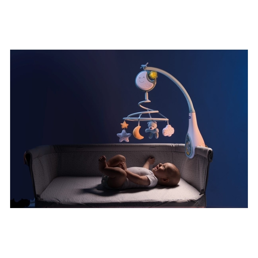 Chicco - Mobile pour lit de bébé avec mélodie 3in1 NEXT2DREAMS 3xAA bleu