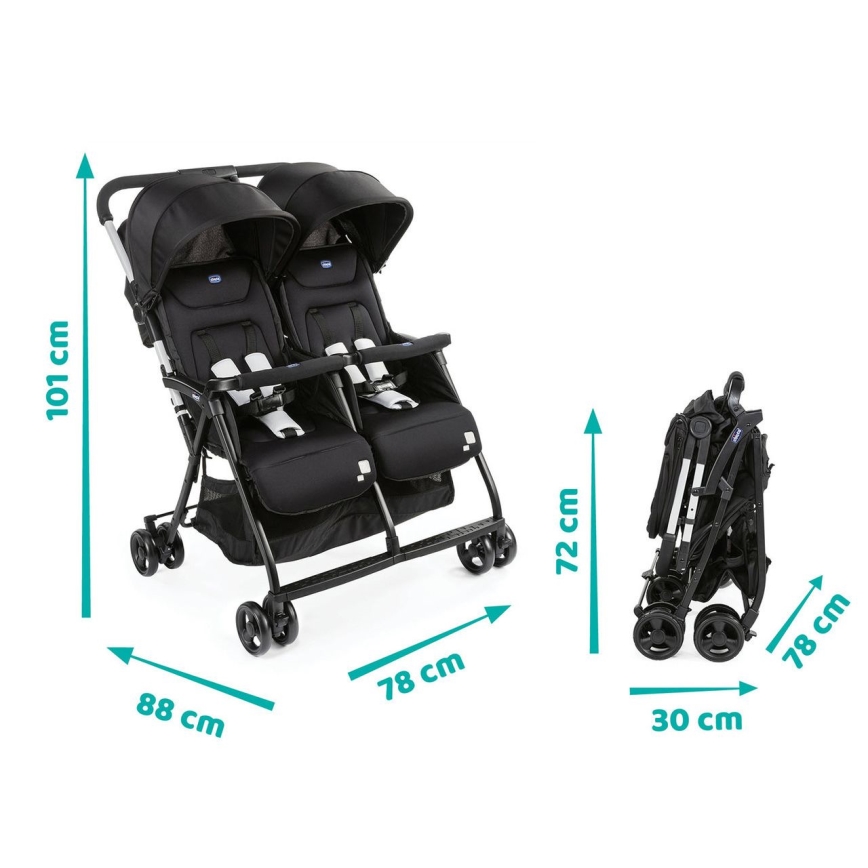 Chicco - Passeggino per gemelli OHLALA TWIN Black Notte nero