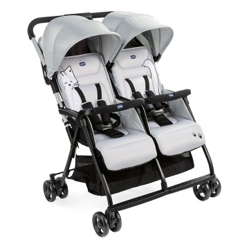 Chicco - Passeggino per gemelli OHLALA TWIN Silver Gatto argento