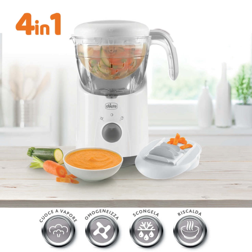 Chicco - Pentola a vapore e frullatore 4in1 EASY MEAL