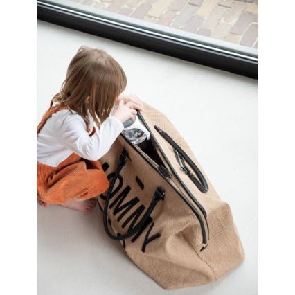 Childhome - Borsa fasciatoio MOMMY BAG RAFFIA LOOK beige