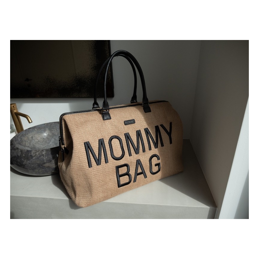 Childhome - Sac à langer MOMMY BAG RAFFIA LOOK beige