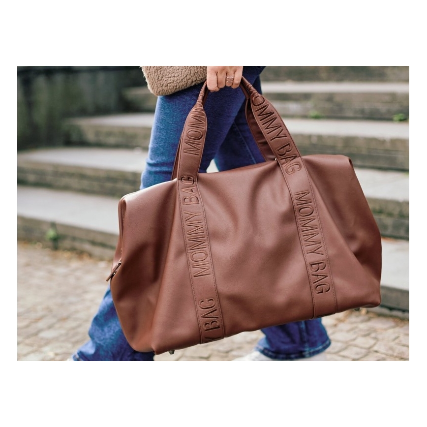 Childhome - Wickeltasche MOMMY BAG LEATHER braun