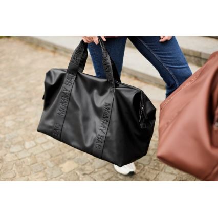 Childhome - Wickeltasche MOMMY BAG LEATHER schwarz