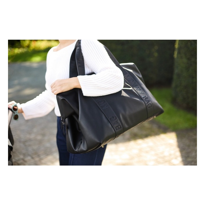 Childhome - Wickeltasche MOMMY BAG LEATHER schwarz