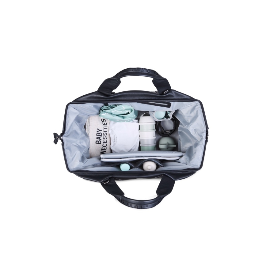 Childhome - Wickeltasche MOMMY BAG LEATHER schwarz