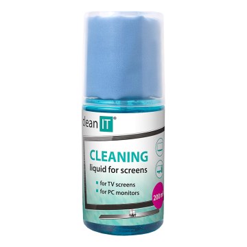 CLEAN IT CL-180 - Soluzione professionale per la pulizia degli schermi con panno, 200 ml