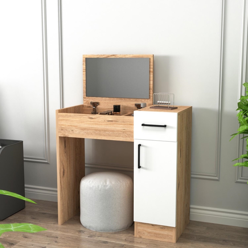 Coiffeuse INCI 108,8x77 cm pin atlantique/blanc