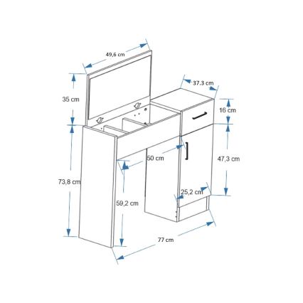 Coiffeuse INCI 108,8x77 cm pin atlantique/blanc