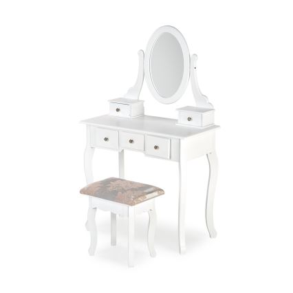 Coiffeuse SARA 80x130 cm + stool 45x37 cm blanc
