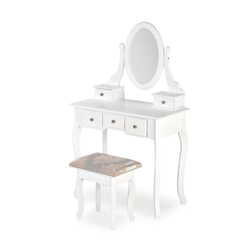 Coiffeuse SARA 80x130 cm + stool 45x37 cm blanc