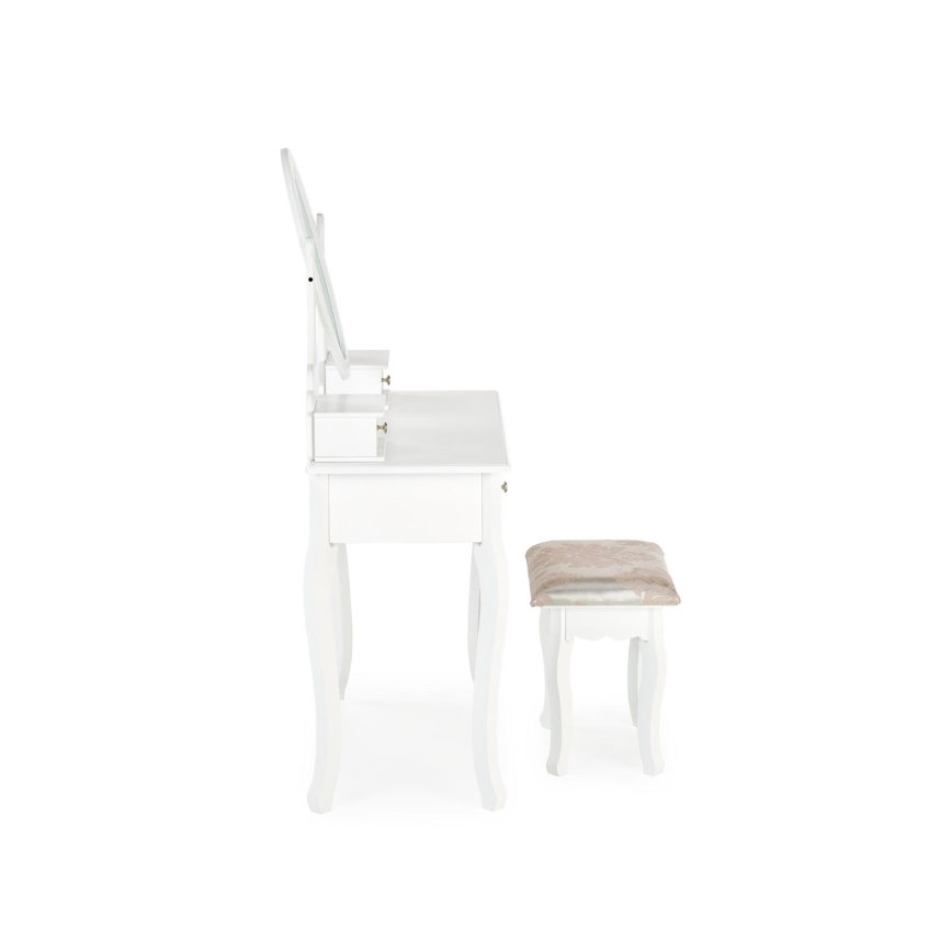 Coiffeuse SARA 80x130 cm + stool 45x37 cm blanc