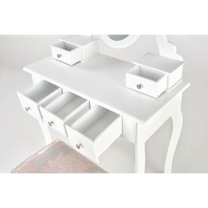 Coiffeuse SARA 80x130 cm + stool 45x37 cm blanc