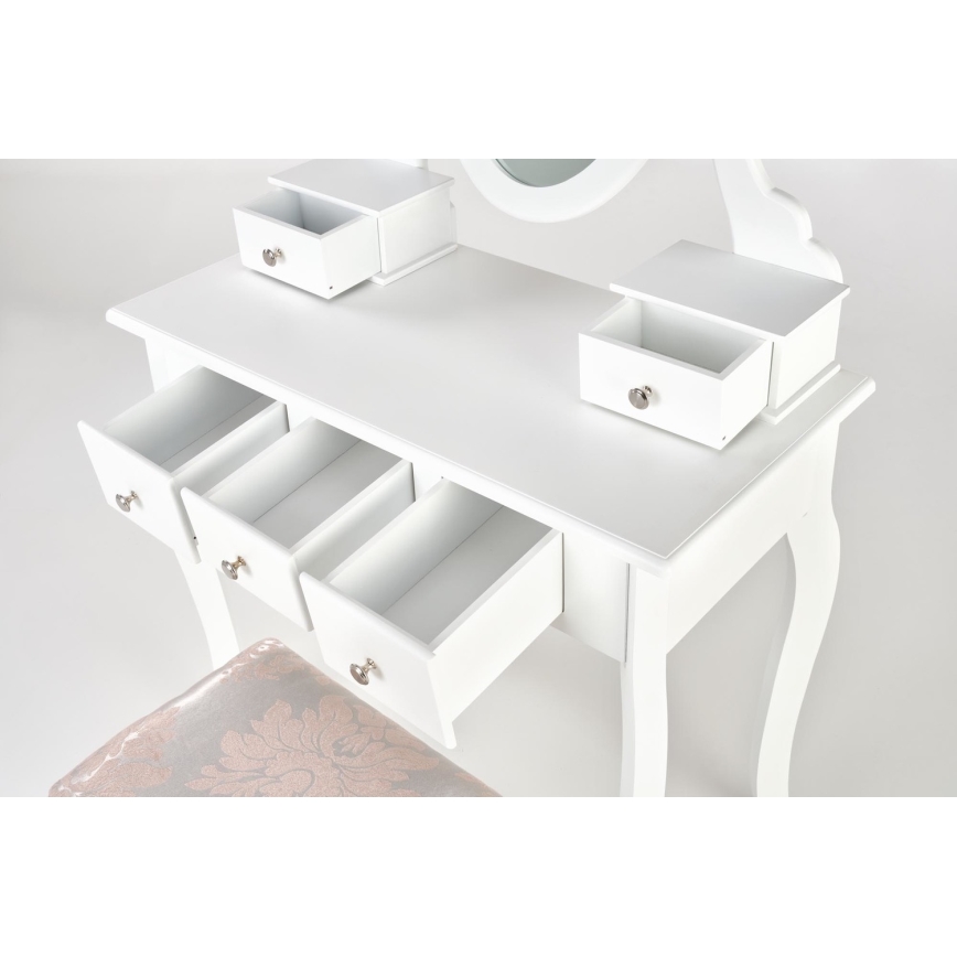 Coiffeuse SARA 80x130 cm + stool 45x37 cm blanc