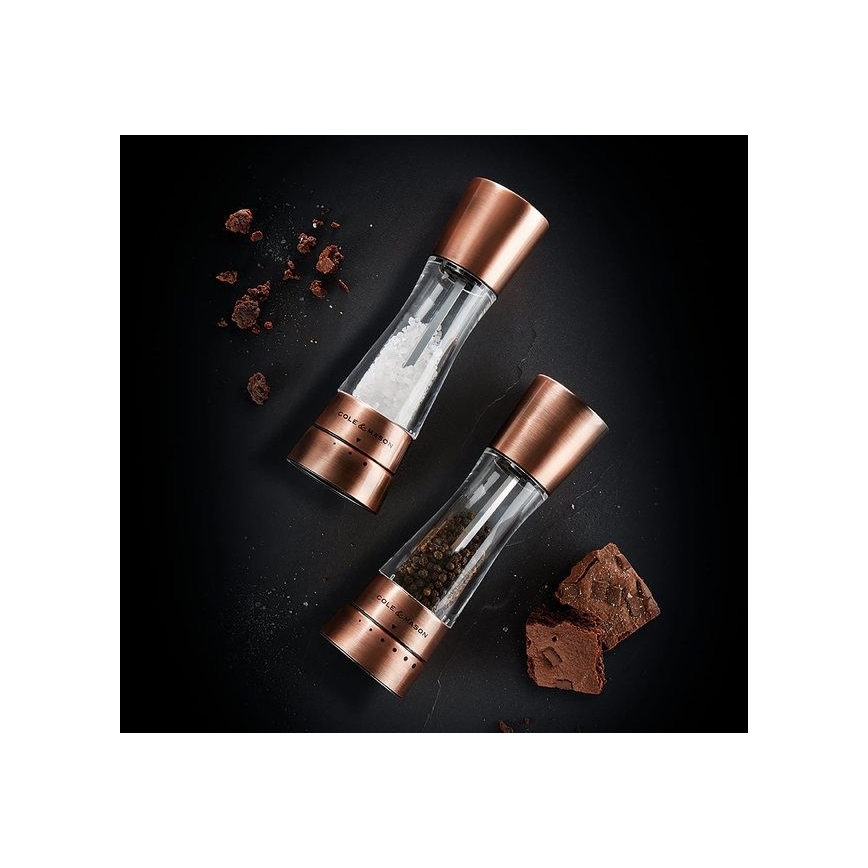 Cole&Mason - Coffret de moulins à sel et à poivre DERWENT 2 pcs 19 cm cuivre