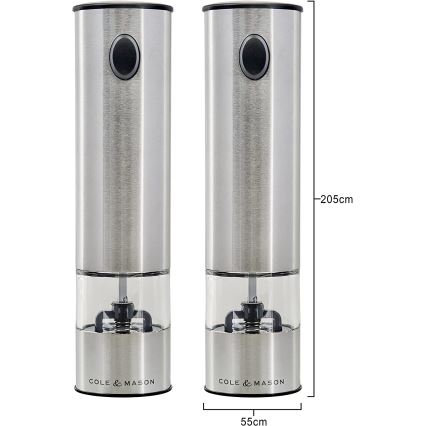 Cole&Mason - Set di macinini elettrici per spezie BATTERSEA 2 pezzi 6xAAA