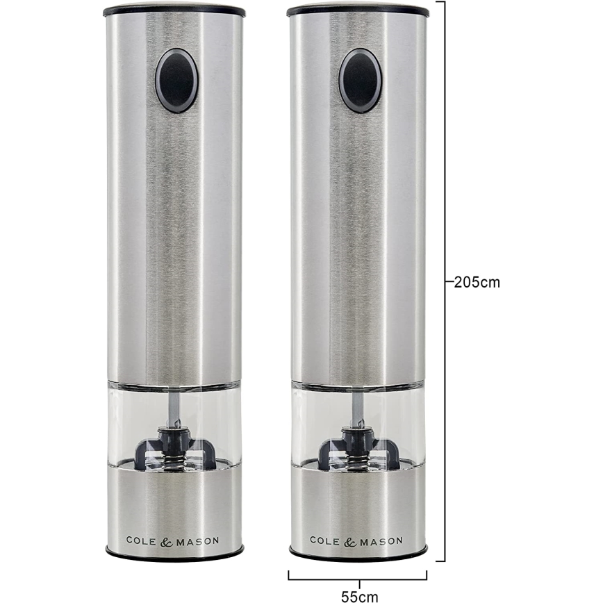 Cole&Mason - Set di macinini elettrici per spezie BATTERSEA 2 pezzi 6xAAA