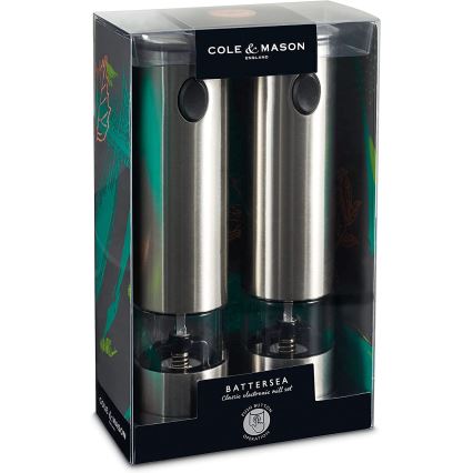 Cole&Mason - Set di macinini elettrici per spezie BATTERSEA 2 pezzi 6xAAA