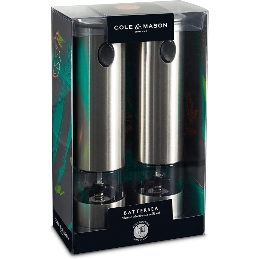 Cole&Mason - Set di macinini elettrici per spezie BATTERSEA 2 pezzi 6xAAA