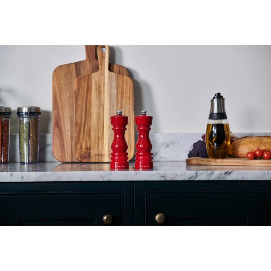 Cole&Mason - Set di macina sale e pepe LONDON 2 pz 18 cm faggio/rosso
