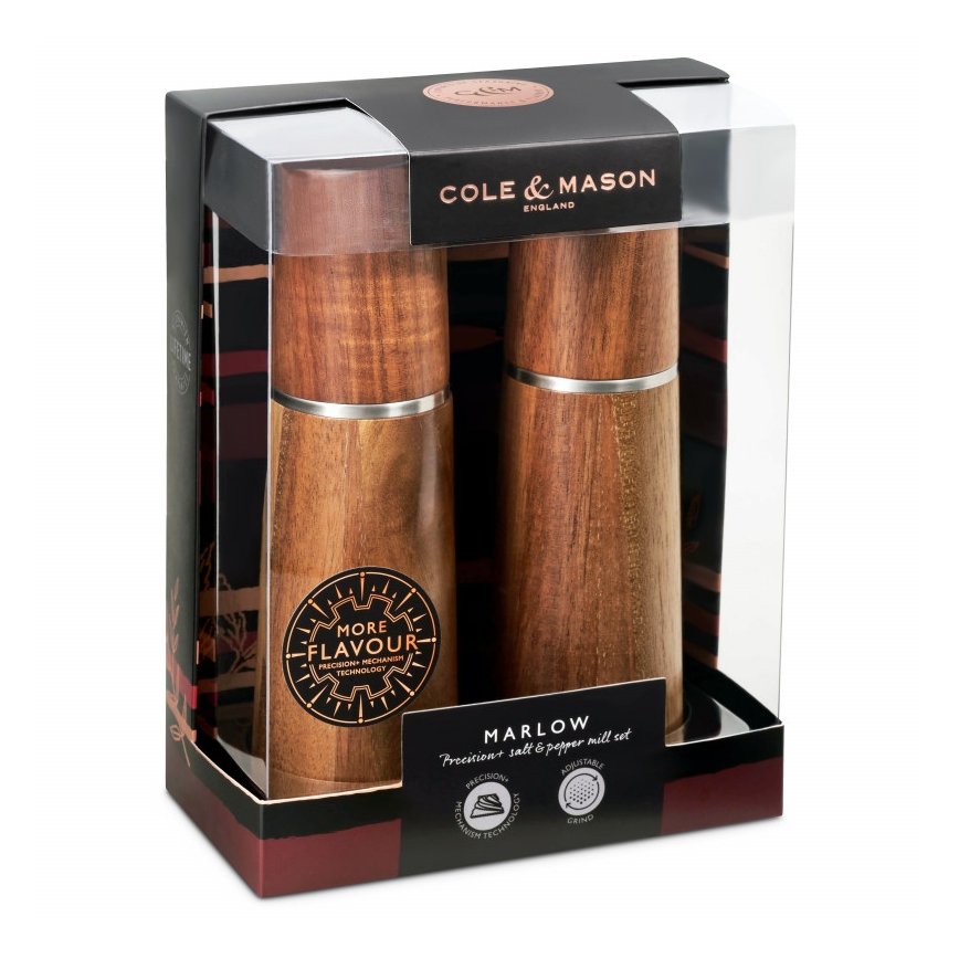 Cole&Mason - Set di macinini per sale e pepe MARLOW acacia 2 pezzi 18,5 cm
