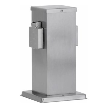 Colonne de prises extérieur 2Z SCHUKO 230V chrome mat IP44