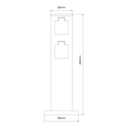 Colonne de prises extérieur 2Z SCHUKO 230V IP44 40 cm noir