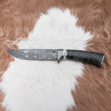 Coltello da caccia in damasco 13,8 cm Betulla/osso di cammello