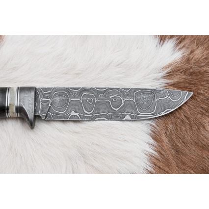 Coltello da caccia in damasco 13,8 cm Betulla/osso di cammello