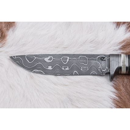 Coltello da caccia in damasco 13,8 cm Betulla/osso di cammello