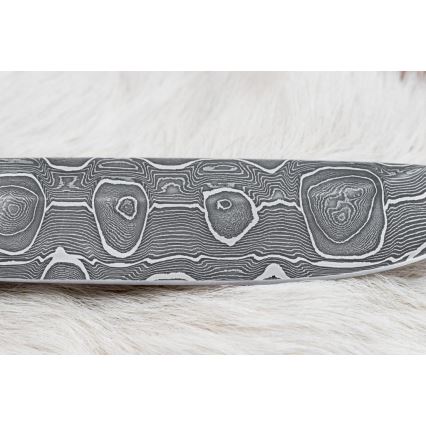 Coltello da caccia in damasco 13,8 cm Betulla/osso di cammello